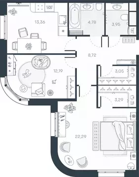 2-к кв. Санкт-Петербург Гавань тер.,  (71.63 м)