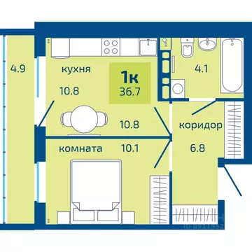 1-к кв. Пермский край, Пермь ул. Старшего Лейтенанта Гачегова, 1 (36.7 ...