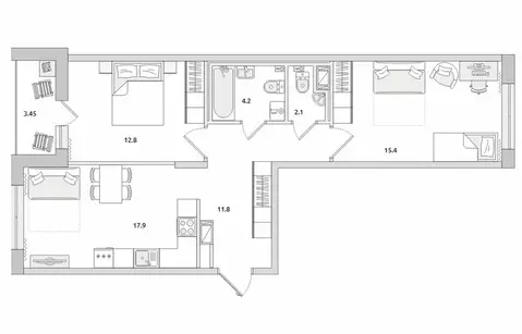 2-комнатная квартира: Санкт-Петербург, Белоостровская улица, 10к3 ...