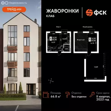 2-комнатная квартира: Митькино, жилой комплекс Жаворонки Клаб, к4 ...