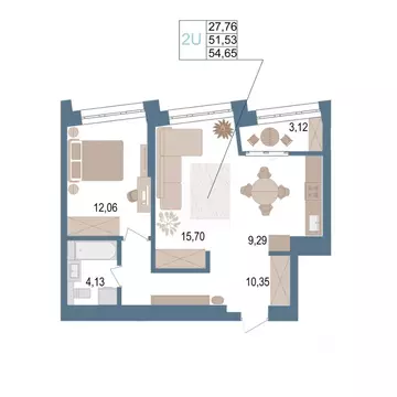 2-к кв. Башкортостан, Уфа ул. Пархоменко, 156Е (53.2 м)