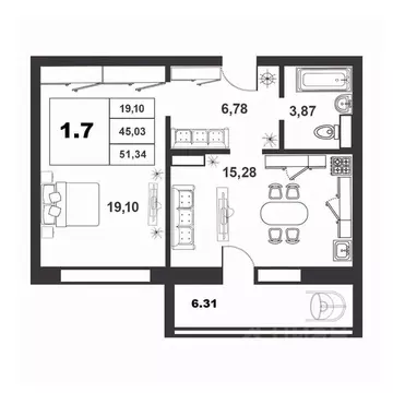 1-к кв. Новгородская область, Великий Новгород ул. Якова Павлова, 15 ...