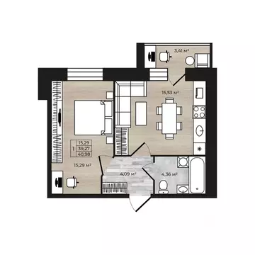 1-к кв. Ярославская область, Ярославль 2-й мкр,  (42.68 м)