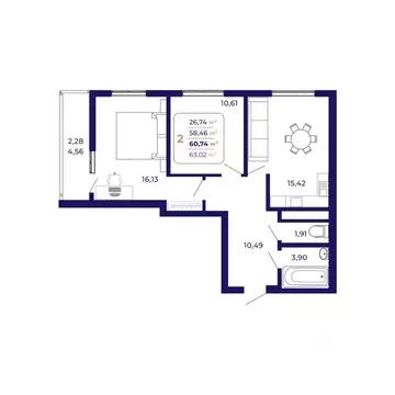 2-к кв. Башкортостан, Уфа Затон-Восточный жилрайон, Паруса жилой ...