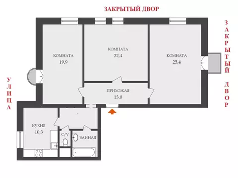 3-к кв. Санкт-Петербург Боткинская ул., 4 (100.0 м)