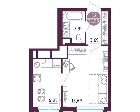 1-к кв. Тульская область, Тула ул. Купцов Гречихиных (27.58 м)