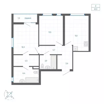 2-к кв. Свердловская область, Екатеринбург ул. Вильгельма де Геннина, ...