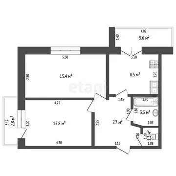 2-комнатная квартира: Анапа, Терская улица, 186 (58 м)