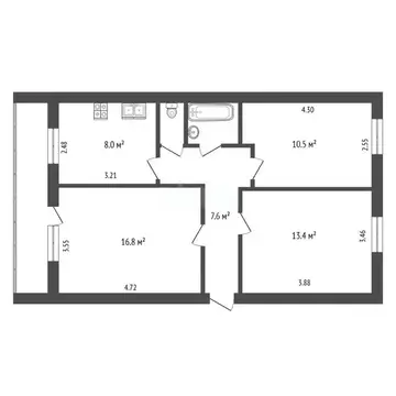 3-к кв. Ямало-Ненецкий АО, Ноябрьск Магистральная ул., 101 (63.9 м)