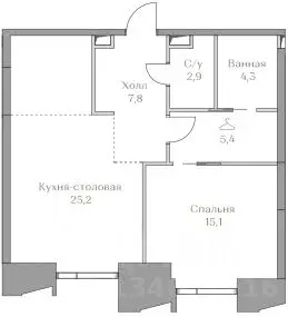 1-к кв. Москва Коллекция Лужники жилой комплекс (60.7 м)