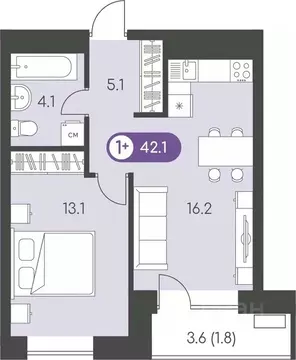 1-к кв. Удмуртия, Ижевск Воткинское ш., 53к1 (42.1 м)