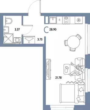 Студия Московская область, Мытищи Страна.Парковая жилой комплекс (28.9 ...