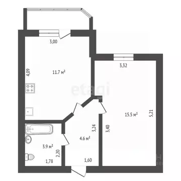 1-к кв. Амурская область, Благовещенск Тополиная ул., 51/1 (35.7 м)