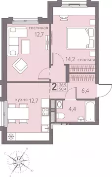 2-к кв. Пермский край, Пермь ул. Серебристая, 5 (50.4 м)