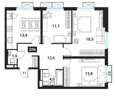 3-к кв. Москва Большая Филевская ул., 3к4 (75.9 м)