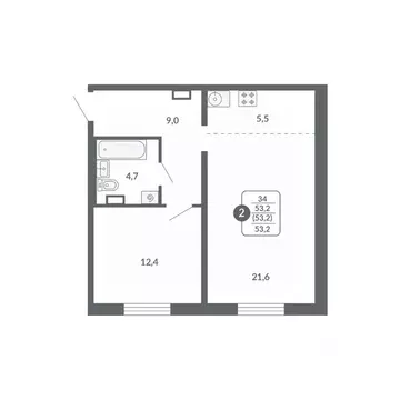 2-к кв. Кировская область, Киров ул. Потребкооперации, 34 (53.2 м)