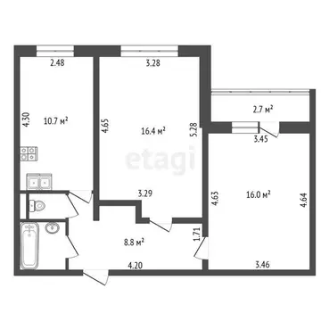 2-комнатная квартира: Санкт-Петербург, Звёздная улица, 5к1 (55.5 м)