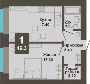 1-к кв. Чувашия, Чебоксары ул. Анатолия Игумнова, 12 (46.3 м)