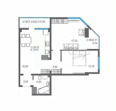 2-к кв. Крым, Ялта ул. Кирова, 155Ак1 (64.07 м)