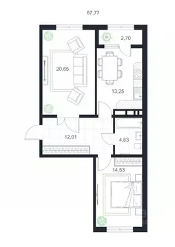 2-к кв. Дагестан, Каспийск просп. Акулиничева (67.77 м)