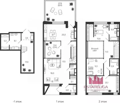 Свободной планировки кв. Москва наб. Марка Шагала, 11к3 (185.5 м)