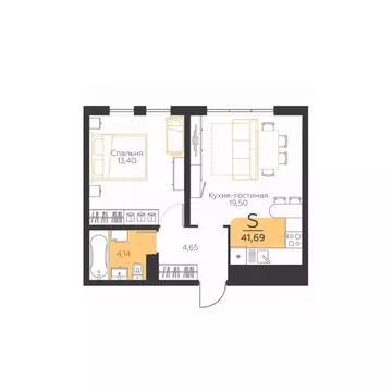 1-к кв. Тульская область, Тула городской округ, пос. Молодежный 10А ...
