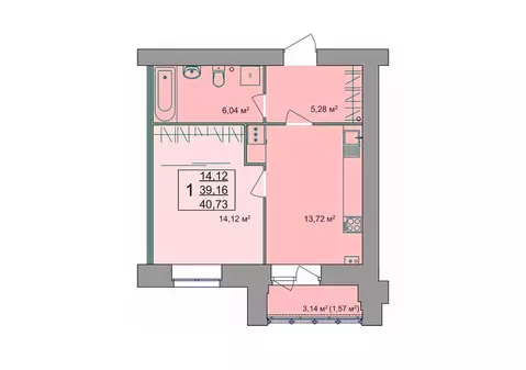 1-к кв. Костромская область, Кострома Привокзальная ул., 12 (41.5 м)