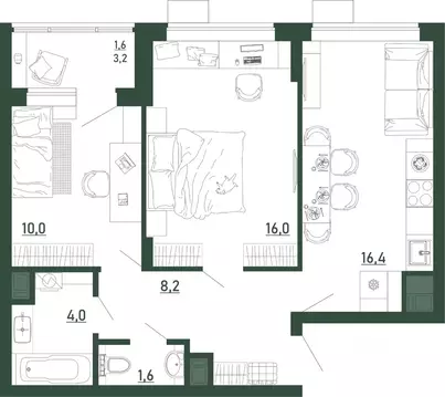 2-к кв. Воронежская область, Воронеж бул. Содружества, 6 (57.8 м)