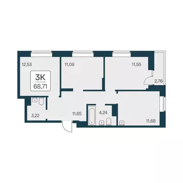 3-к кв. Новосибирская область, Новосибирск Игарская ул., 19/4 (68.71 ...