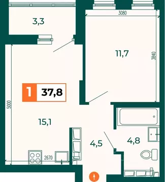 1-к кв. Свердловская область, Екатеринбург ВИЗ жилрайон, Квартал ...
