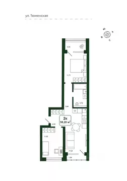 2-к кв. Тюменская область, Тюменский район, д. Дударева Родина-2 жилой ...