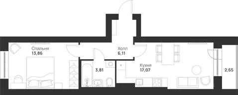 1-к кв. Тульская область, Тула Новая Тула мкр,  (43.5 м)