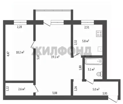 2-к кв. Амурская область, Благовещенск ул. Ломоносова, 166 (44.8 м)