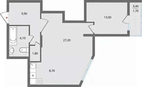 2-к кв. Липецкая область, Липецк ул. Ф.С. Игнатьева, 33к2 (68.8 м)