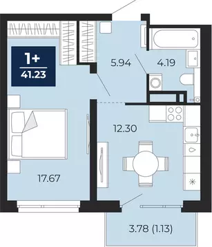 1-комнатная квартира: Тюмень, Арктическая улица, 16 (41.23 м)