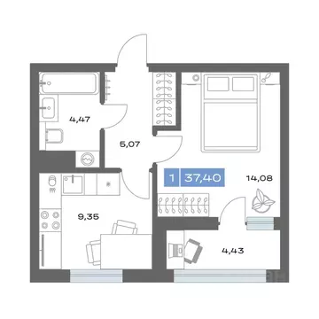 1-к кв. Тюменская область, Тобольск пер. Радищева, 17 (37.4 м)