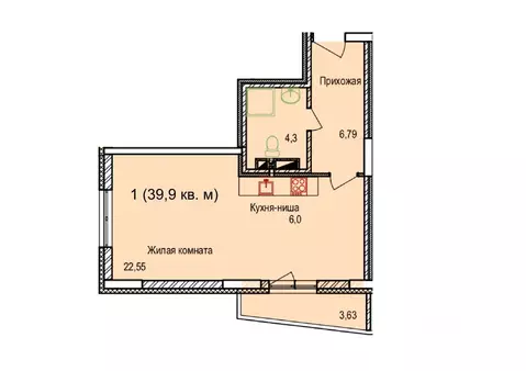 1-к кв. Новосибирская область, Новосибирск Пригородная ул., 30 (39.9 ...