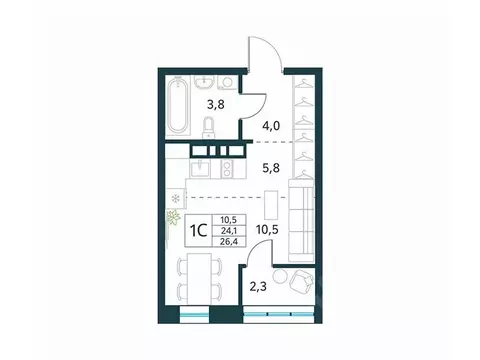 Студия Забайкальский край, Чита Хороший мкр, 15 (26.4 м)