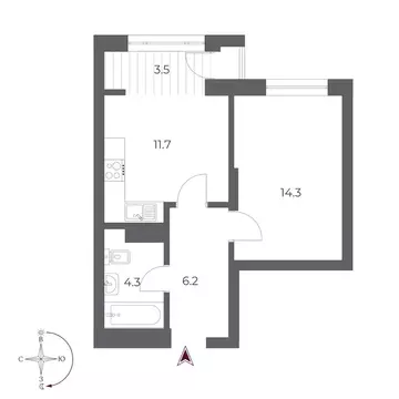 1-к кв. Новосибирская область, Новосибирск Оскар жилой комплекс (40.0 ...
