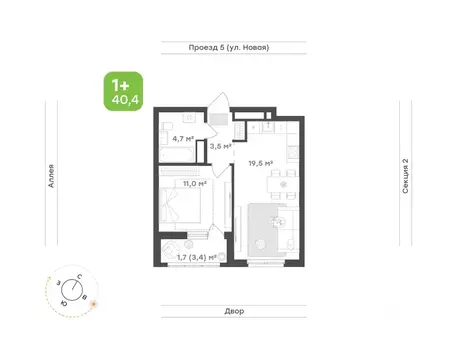 1-к кв. Свердловская область, Екатеринбург Академический мкр, 20-й ...