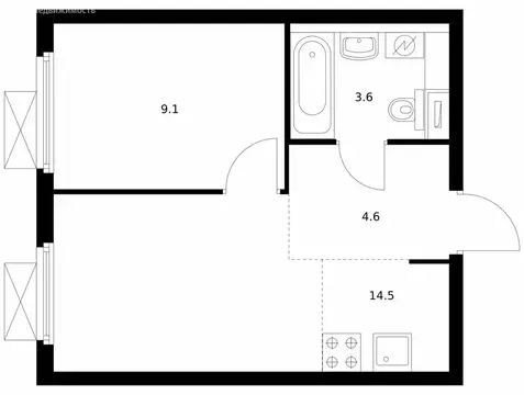 1-комнатная квартира: Котельники, микрорайон Белая Дача, 29 (31.8 м)