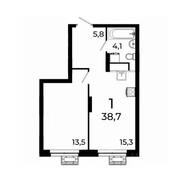 1-к кв. Нижегородская область, Нижний Новгород ул. Коперника, 15 (38.7 ...