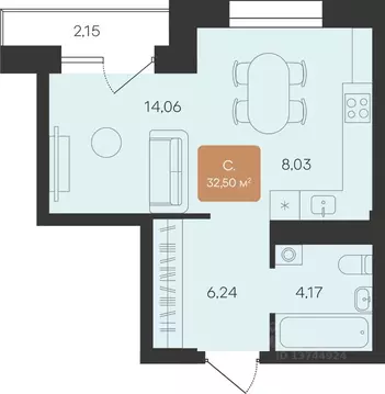 Студия Ямало-Ненецкий АО, Новый Уренгой Уютный мкр,  (32.5 м)