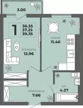 1-к кв. Калининградская область, Калининград ул. Генерала Толстикова, ...