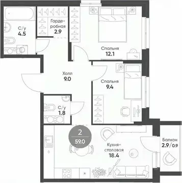 2-к кв. Новосибирская область, Кольцово рп Счастье в Кольцово жилой ...