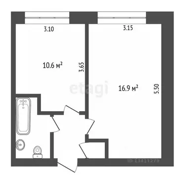 1-к кв. Белгородская область, Белгород Студенческая ул., 12 (33.3 м)