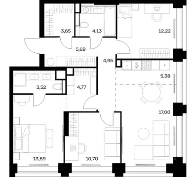 3-к кв. Москва Нова жилой комплекс, к2 (85.69 м)
