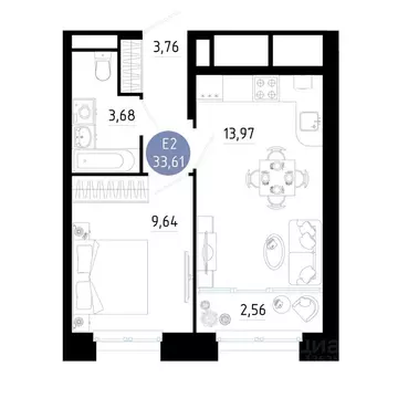 1-к кв. Рязанская область, Рязань ул. Ленинского Комсомола (33.61 м)
