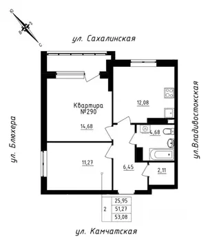 2-к кв. Свердловская область, Екатеринбург ул. Кронштадтская, 30 ...