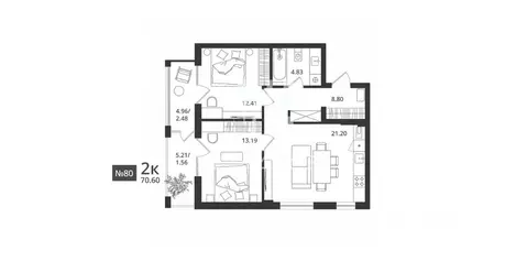 2-к кв. Калининградская область, Светлогорск Новая ул., 108-114 (70.6 ...